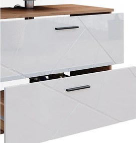 Zestaw mebli łazienkowych biały wysoki połysk/złoty dąb power 80x41x58.6 irma