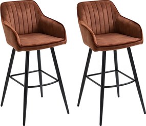 Zestaw 2 krzeseł barowych - materiał i metal - brązowy - BOND