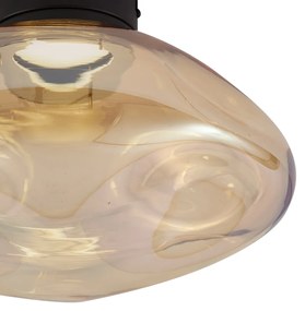 Designerska lampa sufitowa czarna z bursztynowym szkłem - GemmaDesignerski Oswietlenie wewnetrzne