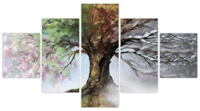 Obraz - Drzewo czterech pór roku (125x70 cm)