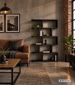 Minimalistyczny Regał Czarny Otwarty Stojący Lub Wiszący F8-P06