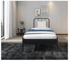 Czarne metalowe łóżko jednoosobowe bez stelaża 90x200 cm Aaron – Støraa