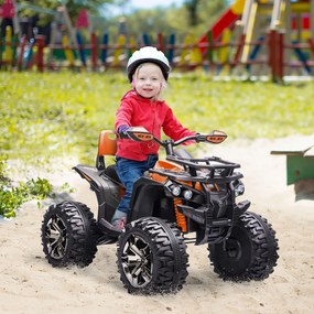 HOMCOM 12V Pojazd dla Dzieci z funkcją jazdy do przodu, do tyłu, odtwarzaczem MP3, światłem LED, 3-8 km/h, 3-5 lat, Pomarańczowy
