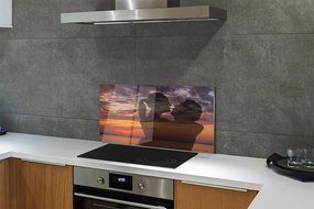 Panel szklany do Kuchni Ludzie nad Morzem pod Chmurami