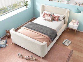 Łóżko dziecięce 90x200 cm tapicerowane welurem beżowym (materac nie jest w zestawie)