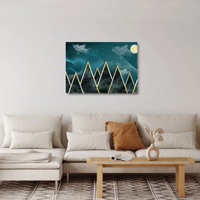 Obraz na szkle - Księżyc w pełni nad złotymi górami (70x50 cm)