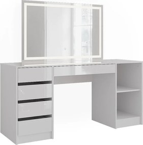 Stół toaletowy biały/biały wysoki połysk 158.2x50.1x76 sherry