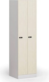 Szafka ubraniowa S1 wąska, 2-drzwiowa, 1850 x 500 x 500 mm, demontaż, zamek mechaniczny z kodem, drzwi laminowane, brzoza