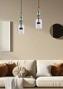 Czarna lampa wisząca ze szklanym kloszem - K396-Gusto