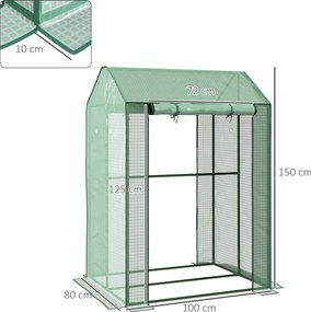 Outsunny Szklarnia / inspekt, odporna na warunki pogodowe, drzwi rolowane, 100 cm x 80 cm x 150 cm, zielona | Aosom PL