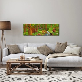 Dziecięcy obraz ze zwierzątkami (z zegarem) (90x30 cm)