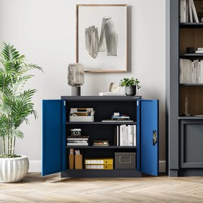 Szafka metalowa na klucz garażowa BEATA, 900 x 930 x 400 mm, antracytowo-niebieska