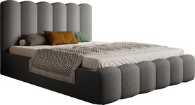 Łóżko tapicerowane MONA V DomoHome, elegancka rama ze zintegrowaną skrzynią, wysokiej jakości tkanina, 200x200 cm, SZARY