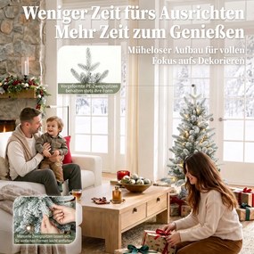 HOMCOM Sztuczna choinka, 90 cm, 50 LED, 240 końcówek, sztuczny śnieg, podstawa z tlenku magnezu | Aosom PL
