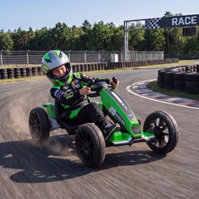 AIYAPLAY Elektryczny gokart dla dzieci 12V z 2 silnikami, 4-stopniowo regulowanym siedziskiem, systemem Soft-Start, koła EVA, reflektory LED | Aosom PL