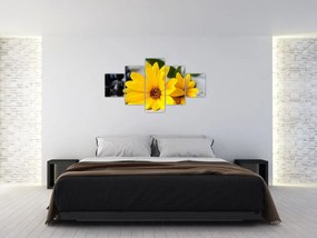 Obraz żółtych kwiatów (125x70 cm)