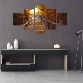 Obraz - Schody w naturze jesienią (125x70 cm)