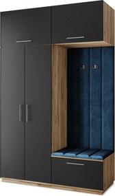 Masseno Garderoba REMA 150/240/60 cm Nowoczesna Szafa do Przedpokoju Dąb wotan, MONOLITH 77 (Niebieski)