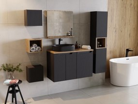 Szafka podumywalkowa 2-drzwiowa Nova 60 cm z blatem, czarny mat/dąb coast evoke