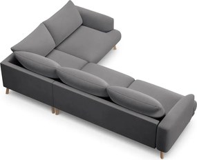 Szary aksamitny narożnik (prawostronny/w kształcie litery L) Naomi – Micadoni