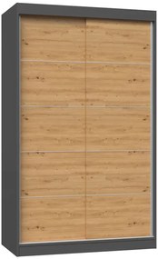 Szafa ze szprosami 120 cm dąb artisan antracyt L6-W74