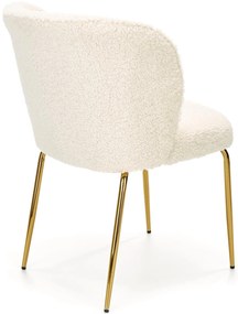 Krzesło, bouclé kremowe, K474 złoty stelaż, nowoczesne, eleganckie,