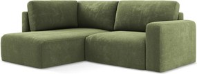 Zielony rozkładany/ze schowkiem narożnik z tkaniny szenilowej (lewostronny/w kształcie litery L) Kona – Makamii