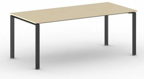 Stół konferencyjny do biura PRIMO INFINITY, 200x90 cm, czarna podstawa, brzoza