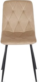Zestaw Stół Okrągły LAUREN 90 cm Orzech/Czarny i 4 Krzesła ROBIN Beżowe