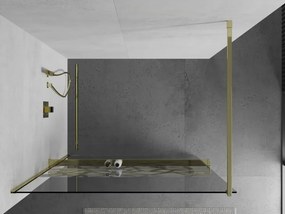 Mexen Kioto+ ścianka prysznicowa z półką Walk-in 90 x 200 cm, biały wzór, złota - 800-090-121-50-85