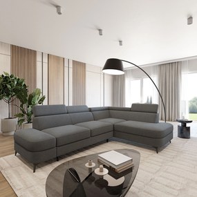 Masseno Narożnik AVISE z funkcją spania i pojemnikiem na pościel Narozniki L, Rozkładana sofa - Szary, QUELLE 92