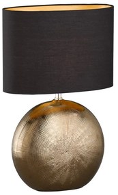 Czarno-brązowa ceramiczna lampa stołowa z tekstylnym kloszem (wysokość 53 cm) Foro – Fischer & Honsel