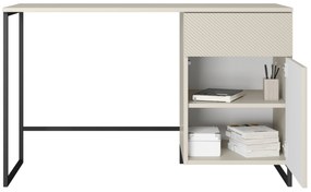 Biurko Asha 120 cm z szufladą - kaszmir / czarny stelaż