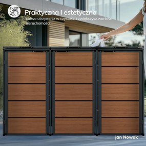 Zabudowa śmietnikowa 240L trzykomorowa, antracyt - orzech