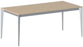Stół konferencyjny do biura PRIMO ACTION, 180x90 cm, szaro-srebrna podstawa, buk