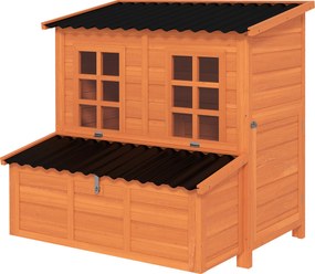 PawHut Kurnik z gniazdem lęgowym dla 4-6 kur, wodoodporny dach, drewno jodłowe, tworzywo sztuczne, 100 x 86 x 100 cm, Pomarańczowy | Aosom PL