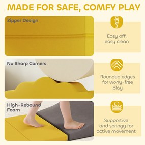 AIYAPLAY 7-częściowy zestaw bloków do wspinaczki dla niemowląt i małych dzieci, miękki zestaw do wspinaczki do użytku wewnętrznego, tkanina, pianka, kolorowy | Aosom PL