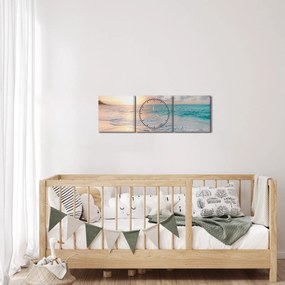 Obraz - Wymarzona plaża (z zegarem) (90x30 cm)