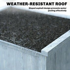 Outsunny Szafka ogrodowa z drewna odporna na warunki atmosferyczne, domek na narzędzia z podwójnymi drzwiami, magnetycznym zamknięciem, na taras, 85 x 54 x 170 cm, szary | Aosom PL