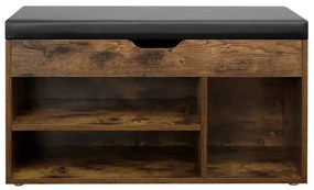 Vasagle Szafka na buty z miejscem do przechowywania LUJZA, 80x30x44cm, ciemny brąz/czarna
