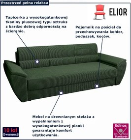 Zielona sztruksowa sofa z funkcją spania N4-C89