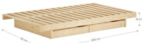 Naturalne łóżko z litego drewna sosnowego ze stelażem 90x200 cm Kanso – Karup Design