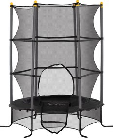 HOMCOM Trampolina dla dzieci, Ø163 cm, z siatką bezpieczeństwa, do użytku wewnętrznego i zewnętrznego, Obciążenie do 50 kg, Stal, Plastik, Czarna
