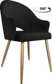 Krzesło Velvet tkanina Welur noga metalowa krzesło tapicerowane premium : Kolor nogi - Złota stożek, Kolor tkaniny - VELVET - MG19, Typ siedziska - Siedzisko obrotowe 360°