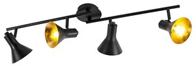 Nowoczesny reflektor czarny ze złotem 4-światłowy - Magno