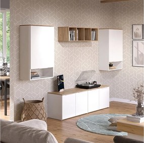 Ściana w salonie biały/sonoma 80x40x50 wido