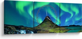 Obraz - Kirkjufell, Islandia (z zegarem) (90x30 cm)