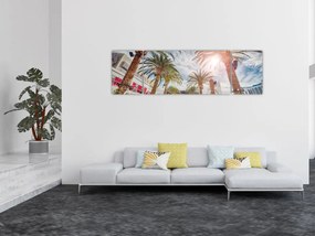 Obraz - palmy z basenem (170x50 cm)