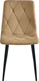 Brązowe pikowane krzesło welurowe R6-H10