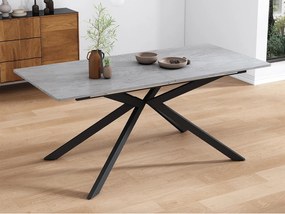 Rozkładany stół jadalny - nogi krzyżowe z kutego żelaza - blaty z wzorem cementu - Szary i Czarny